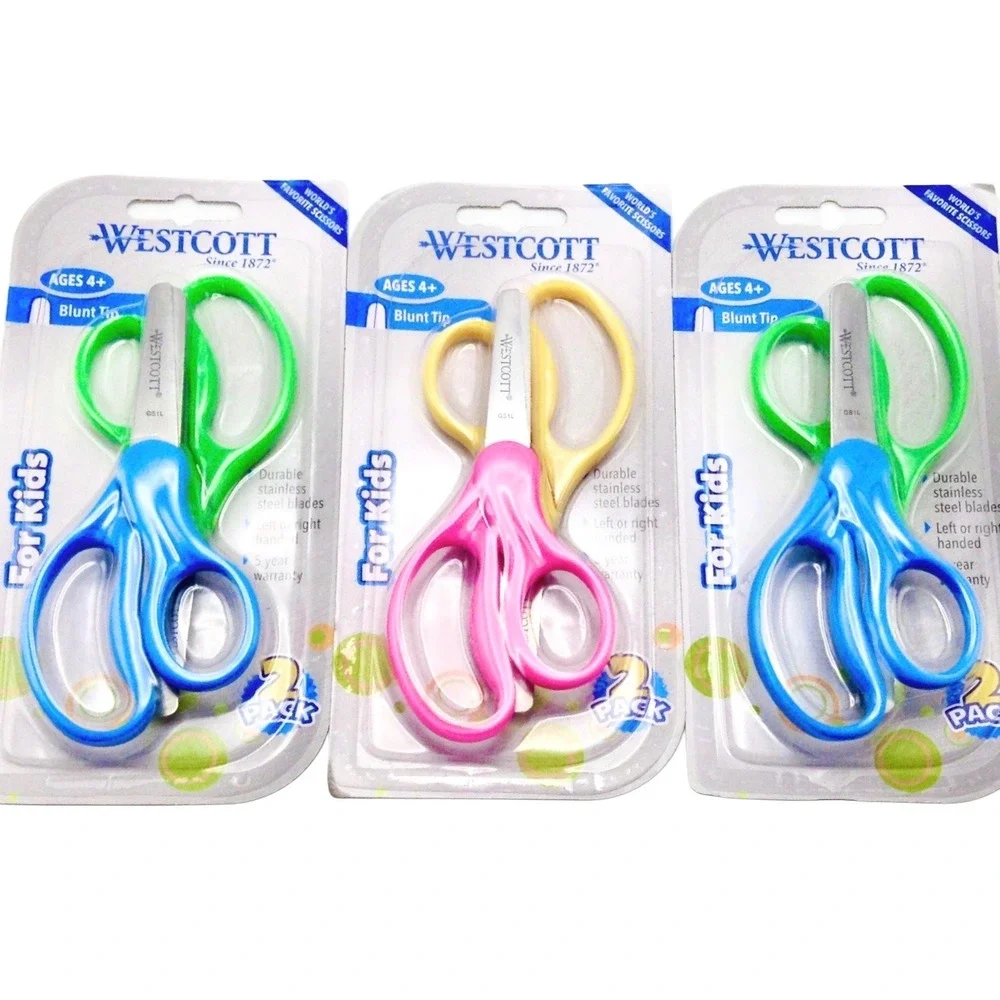 Westcott Kids Scissors 2-Pack Blunt Tip Left/Right Handed Durable Steel (3 Sets)